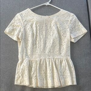 French Connection Cream Lace Peplum Blouse